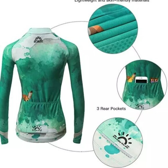 Mysenlan Women's Cycling Long Sleeve Breathable Jersey Green Nature Graphic XL - Picture 4 of 13